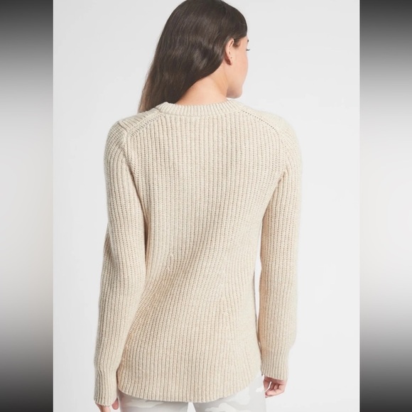 $129 Athleta Women’s XS Sierra Crew Chunky Knit Swing Coconut Winter Sweater - Picture 5 of 9